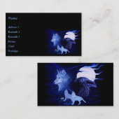 Carte De Visite Loup et corbeau avec pleine lune (Devant / Derrière)