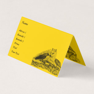 Carte De Visite Loup et corbeau - Design noir et jaune