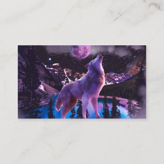 Carte De Visite Loup gris hurlant dans la forêt (Dos)