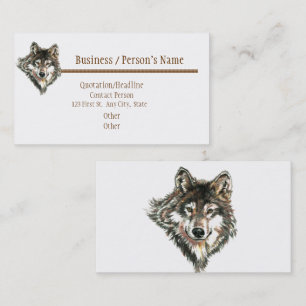 Carte De Visite Loup mignon d'aquarelle, animal de faune de loups