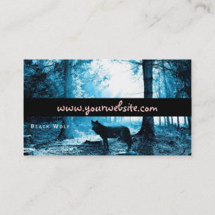 Carte De Visite Loup noir seul dans la forêt