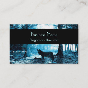 Carte De Visite Loup noir seul dans la forêt