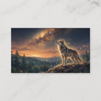 Carte De Visite Loup solitaire sous le ciel étoilé de la Voie lact