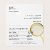 Carte De Visite Loupe d'or - investigateur privé (Intérieur déplié)