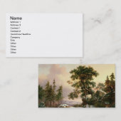 Carte De Visite Loups dans un paysage d'hiver (huile sur le (Devant / Derrière)