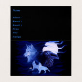 Carte De Visite Loups et corbeau avec pleine lune (Intérieur déplié)