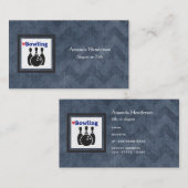 Carte De Visite Love Bowling Silhouette WIth Bowling Pins et Ball (Devant / Derrière)