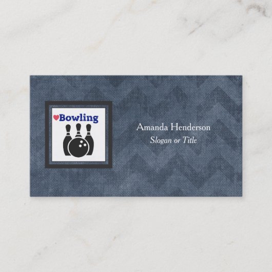 Carte De Visite Love Bowling Silhouette WIth Bowling Pins et Ball (Devant)