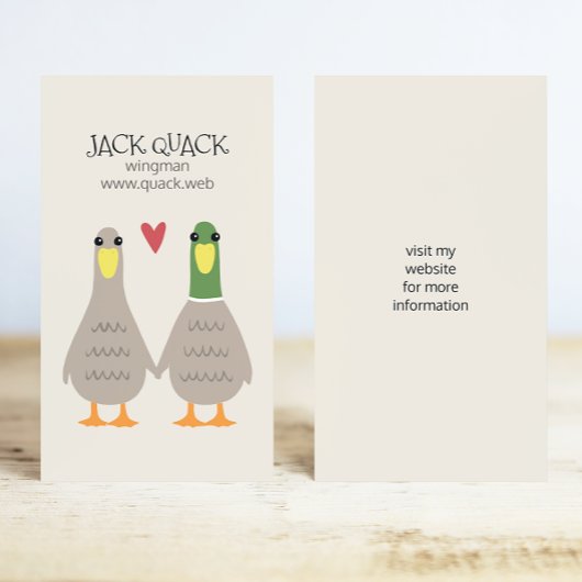 Carte De Visite Love Ducks | Drôle Couple de dessin animé | Wingma