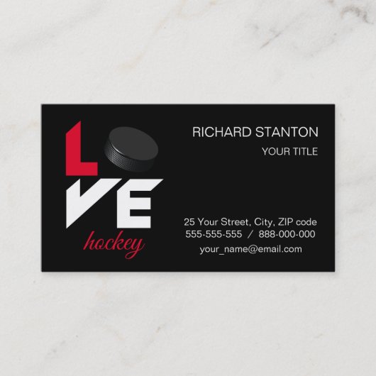 Carte De Visite Love hockey (Devant)