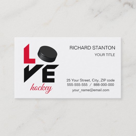 Carte De Visite Love hockey (Devant)