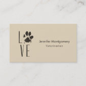 Carte De Visite Love Pet Paw Print Brown Grunge Typografy (Devant)