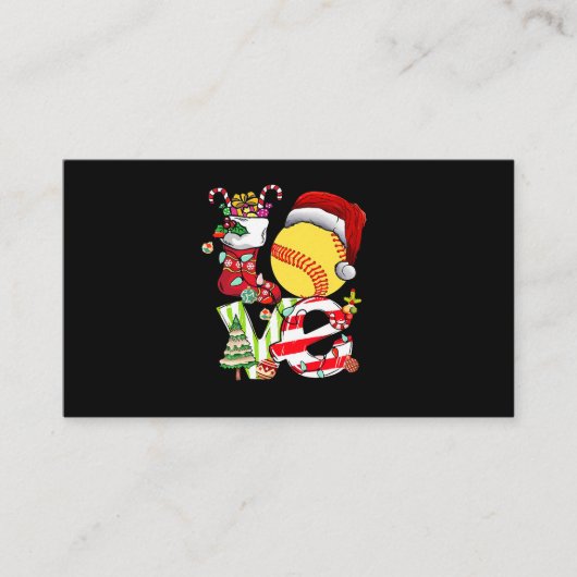 Carte De Visite Love Softball Noël Père Noël Ado Filles Femmes (Devant)
