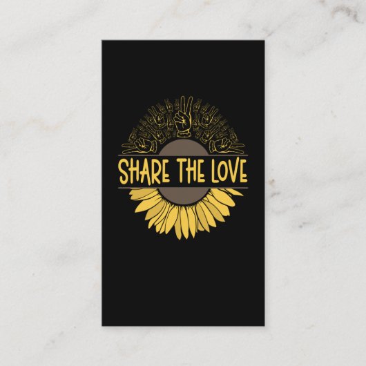 Carte De Visite Love Sunflowers Peace Hand Sign Nature (Devant)