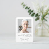 Carte De Visite Loved Forever Floral Photo Prayer Card (Debout devant)
