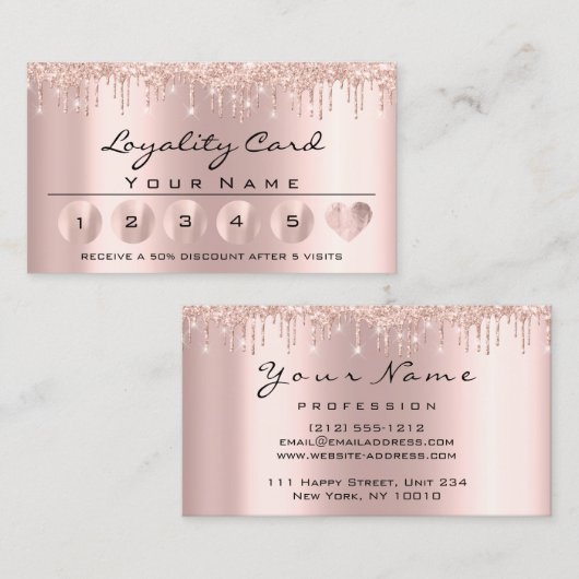 Carte De Visite Loyaliauté 6 Esthétique MAKEUP Rose Lash de coeur (Devant / Derrière)