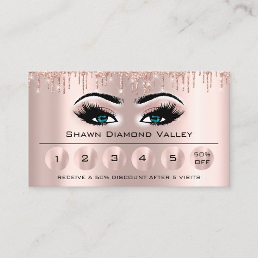 Carte De Visite Loyaliauté 6 maquillage Esthétique Eyelash Rose bl (Devant)