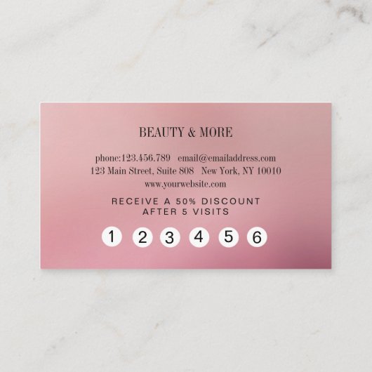 Carte De Visite Loyalität Karte Parties scintillant 5 clous Lashes (Dos)