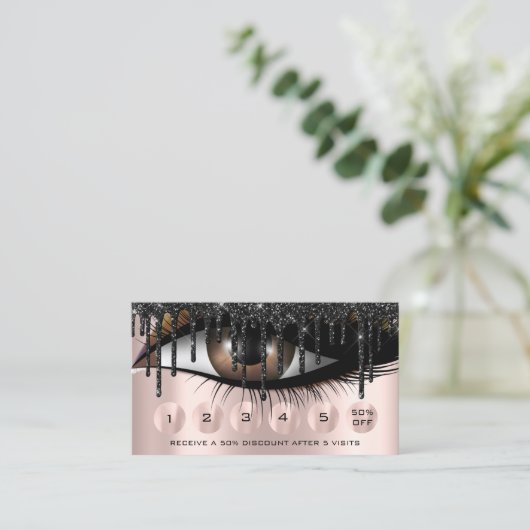 Carte De Visite Loyalité 6 Coiffeur de maquillage Eyelash Extensio (Debout devant)