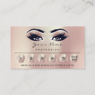 Carte De Visite Loyalité 6 Yeux sourcils maquillage Lashes Roses E