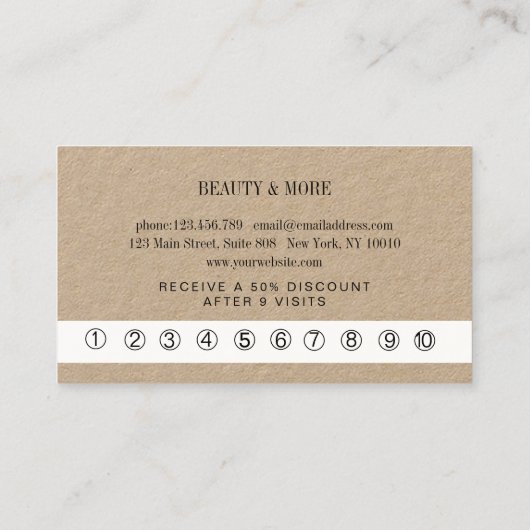 Carte de visite Loyalty 10 Nails Lashes (Dos)