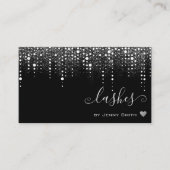 Carte De Visite Loyalty Card Pretty Drips Silver Glitter Rain (Devant)