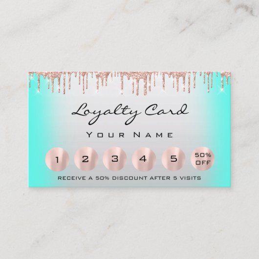 Carte De Visite Loyauté 6 maquillage Esthétique Eyelash Rose Mint (Devant)