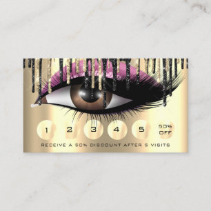Carte De Visite Loyauté 6 maquillage Eyelash Gold Pink Drives