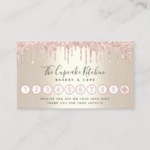 Carte De Visite Loyauté Parties scintillant rose Drip Cupcake Bake (Devant)
