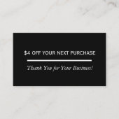 Carte De Visite Loyauté remise | Noir simple (Devant)