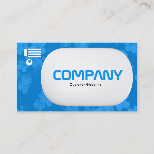 Carte De Visite Lozenge 3d - Fleurs - Bleu (Devant)