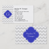 Carte De Visite Lt Grey What Chevron Cobalt Quatrefoil Monogramme (Devant / Derrière)
