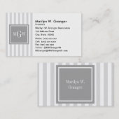 Carte De Visite Lt Gris Blanc Gris Gris Carré 3 Monogramme (Devant / Derrière)