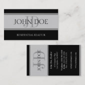 Carte De Visite Lt résidentiel Grey de rayure d'agent immobilier (Devant / Derrière)