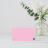 Carte de visite Lucky 4 Leaf Irish Clover rose cla (Debout devant)