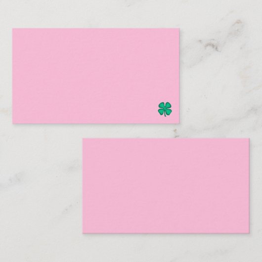 Carte de visite Lucky 4 Leaf Irish Clover rose cla (Devant / Derrière)