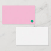 Carte de visite Lucky 4 Leaf Irish Clover rose cla (Devant / Derrière)