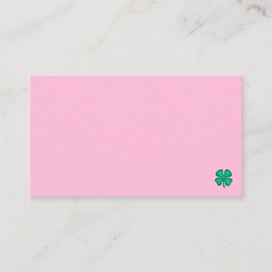 Carte de visite Lucky 4 Leaf Irish Clover rose cla (Devant)