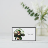 Carte De Visite Lucky Mona Lisa St. Patrick's Day (Debout devant)