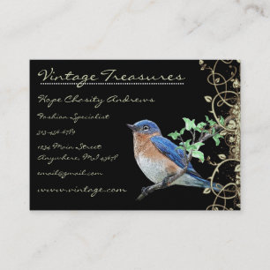 Carte De Visite Lucky Vintage Bluebird Swirl Design