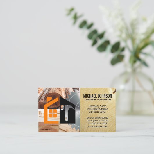 Carte De Visite Lumber Saw | Builder Logo (Debout devant)