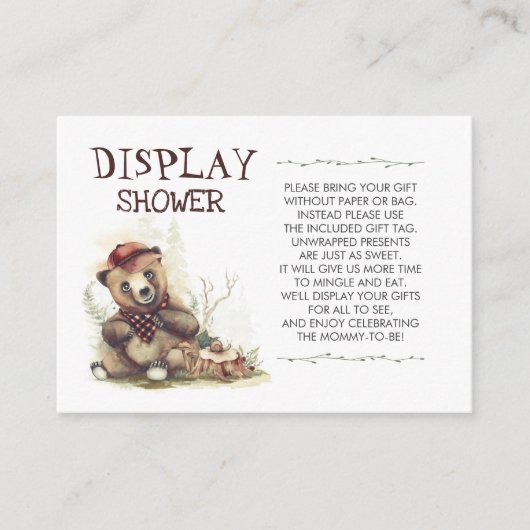 Carte De Visite Lumberjack Baby shower Petit Ours Affichage Douche (Devant)