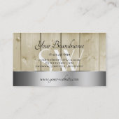 Carte De Visite Lumière Brown Grain Monogramme Décor Argent (Dos)