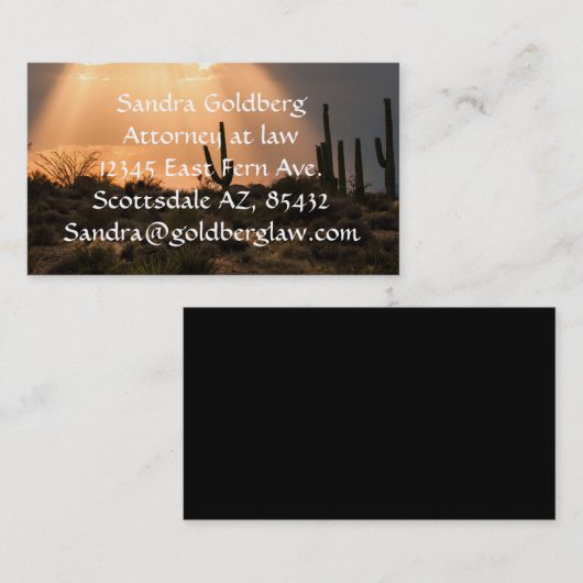 Carte De Visite Lumière dans le désert (Devant / Derrière)