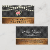 Carte De Visite Lumière de nuit | Bois de finition noir rembourré (Devant / Derrière)