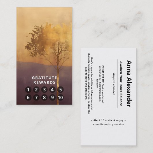 Carte De Visite Lumière Debout | Conception minimale d'arbre (Devant / Derrière)