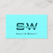 Carte De Visite Lumière élégante et Turquoise foncé Simple avec Mo (Devant)