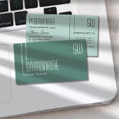 Carte De Visite Lumière foncée moderne Turquoise avec Initiales Pr