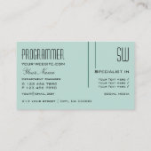 Carte De Visite Lumière foncée moderne Turquoise avec Initiales Pr (Dos)