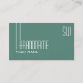 Carte De Visite Lumière foncée moderne Turquoise avec Initiales Pr (Devant)